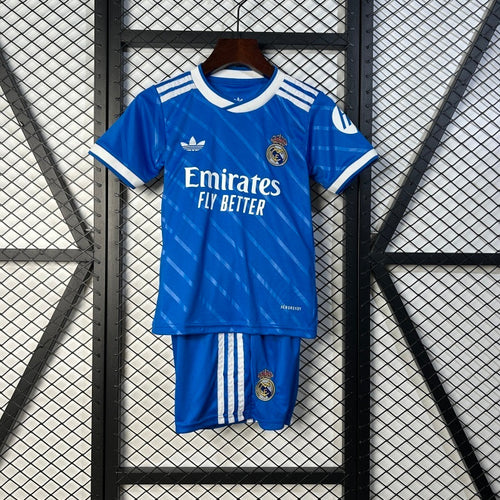 Ensemble enfant Real Madrid Third de 25/26 ans, maillot et shorts de sport de la marque Le 12 -ème Maillot, taille 2-3 ans