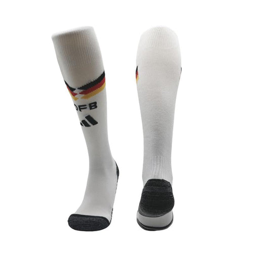 Chaussettes domicile Allemagne Le 12 -ème Maillot, coton blanc avec motifs noirs et drapeau allemand, pour supporter l'équipe nationale.