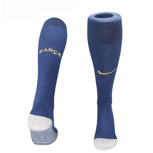Chaussettes domicile FC Barcelone Le 12 -ème Maillot avec couleurs bleues et rouges, motif du club, vue de face.