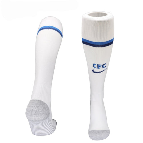 Chaussettes Chelsea Domicile de Le 12 -ème Maillot, blanc et bleu avec logo, pour supporter l'équipe de football.