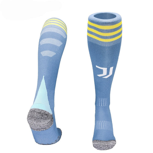 Chaussettes Juventus Extérieur de Le 12 -ème Maillot, bleu et noir, motifs sportifs pour supporter le club.