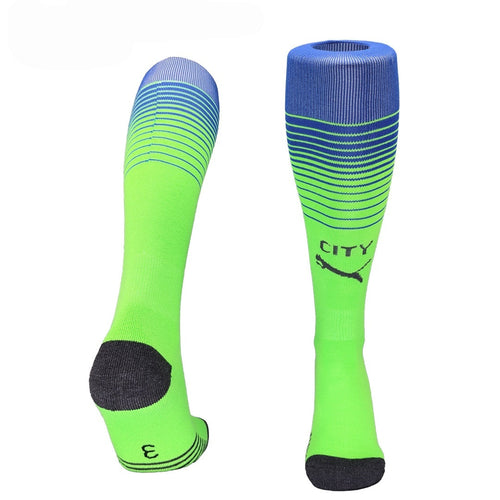 Chaussettes Manchester City Third de la marque Le 12 -ème Maillot, modèle avec logo et design bleu et blanc.