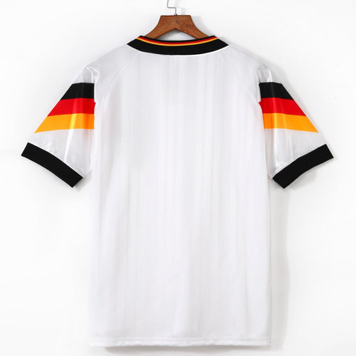 Maillot domicile rétro de l'Allemagne 1992, marque Le 12-ème Maillot, en tissu sportif avec logo officiel visible.