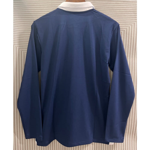 Maillot rétro de l'équipe de France 2014 à manches longues, par Le 12-ème Maillot, vue de face sur fond blanc.