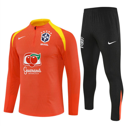 Ensemble de football Brésil orange pour enfants, marque Le 12 -ème Maillot, 25/26, costume complet avec maillot et short.