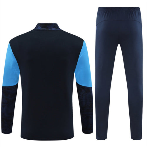 Ensemble Marseille bleu pour enfants 25/26, veste et pantalon de la marque Le 12 -ème Maillot, vêtements confortables.