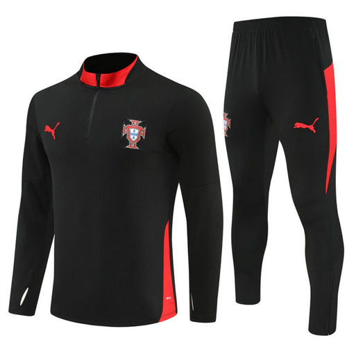 Ensemble Portugal noir pour enfant 25/26 ans, marque Le 12 -ème Maillot, tenue sportive avec logo Portugal.
