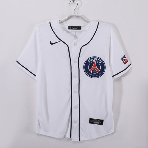 Maillot de baseball PSG 25/26 de la marque Le 12 -ème Maillot, jersey bleu avec logo du Paris Saint-Germain.