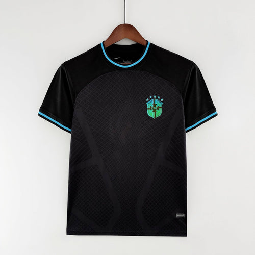 Maillot de football Brésil édition spéciale noir 2022/2023, produit par Le 12 -ème Maillot, vue de face.
