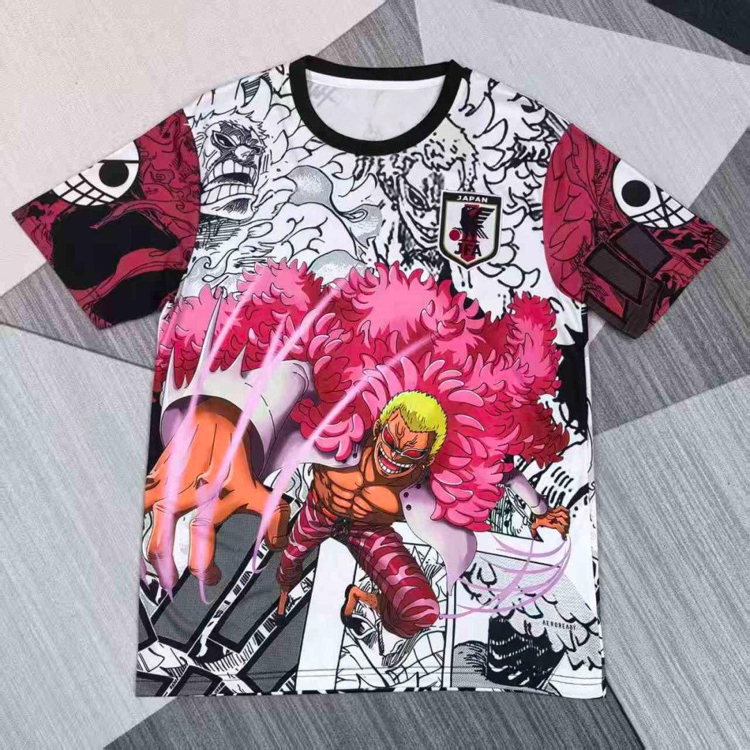 Maillot 25/26 Le 12 -ème Maillot, design anime japonais avec motif spécial rose pour enfants, visible en détail.