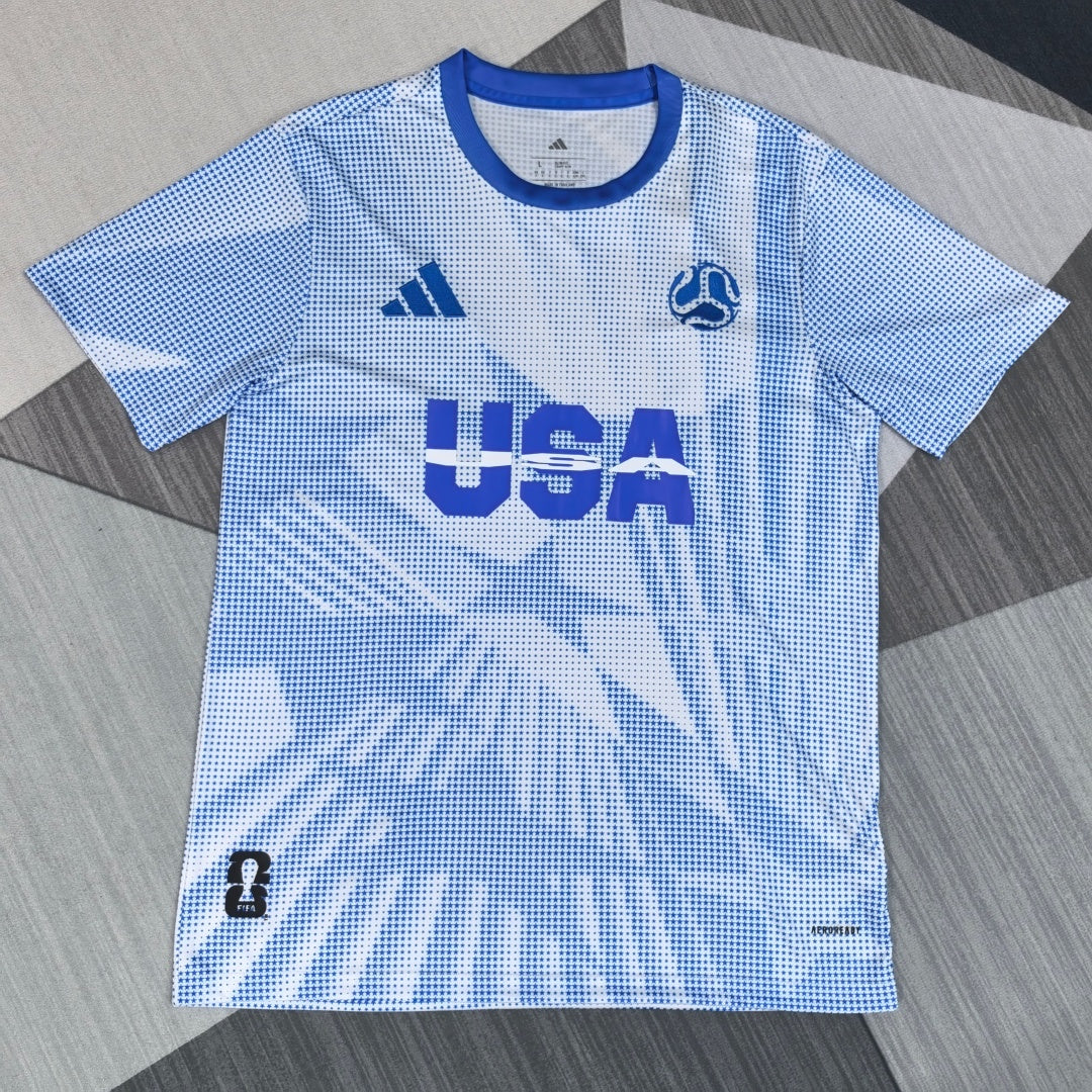 Maillot 25/26 USA Le 12 -ème Maillot, maillot sportif bleu avec logo national, pour fans de football américain.